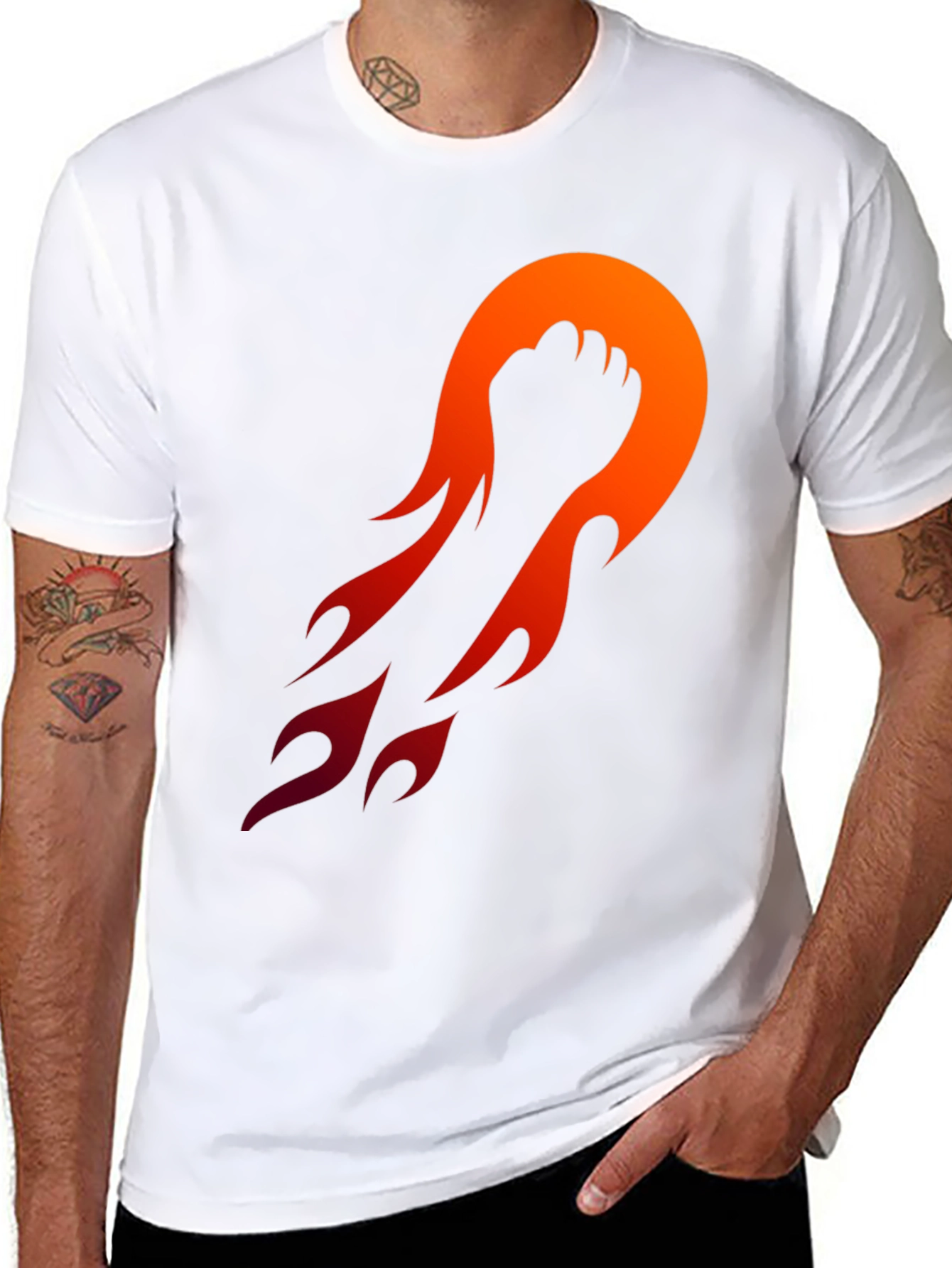 Fiery Fist Graphic Tee - Black Cotton Blend
