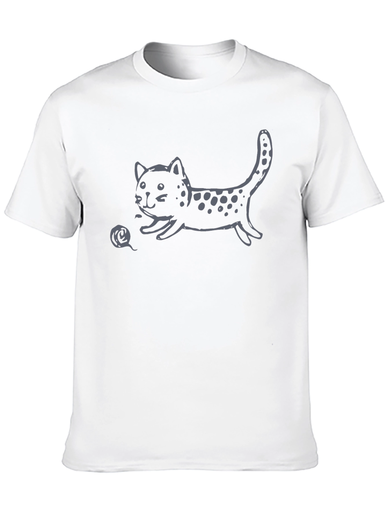 Playful Cat Graphic Tee - Black Cotton Comfort
