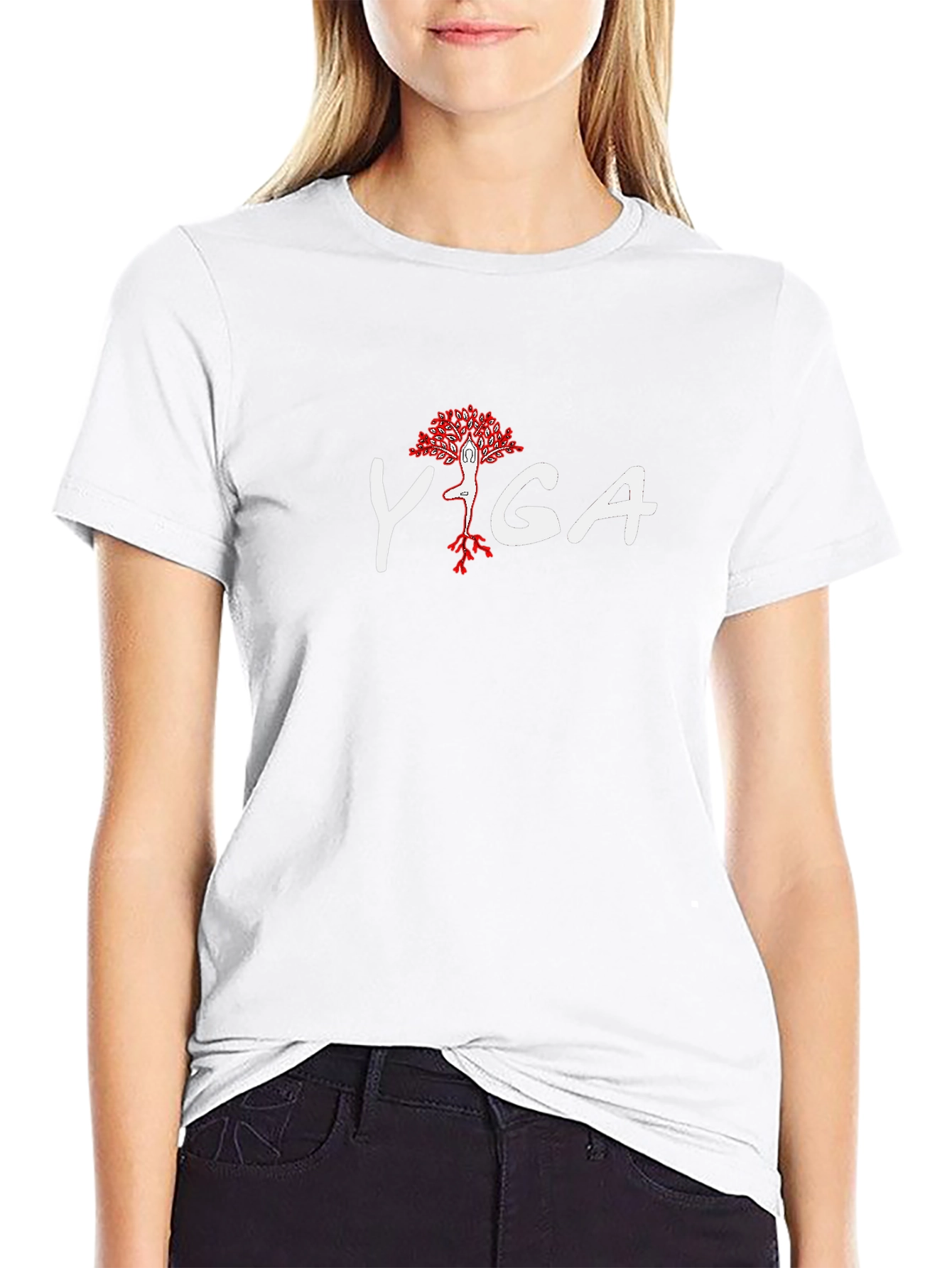 Yoga Tree Pose Black T-Shirt