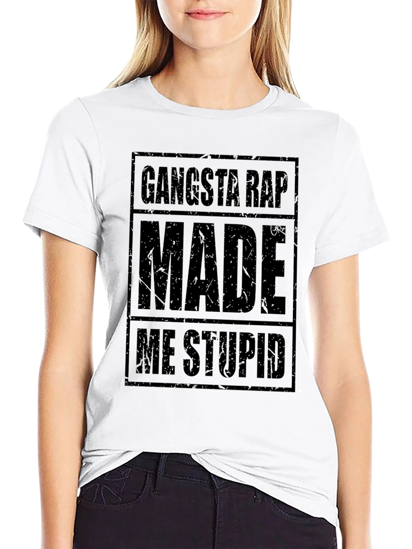 Gangsta Rap Made Me Stupid Black Graphic Tee
