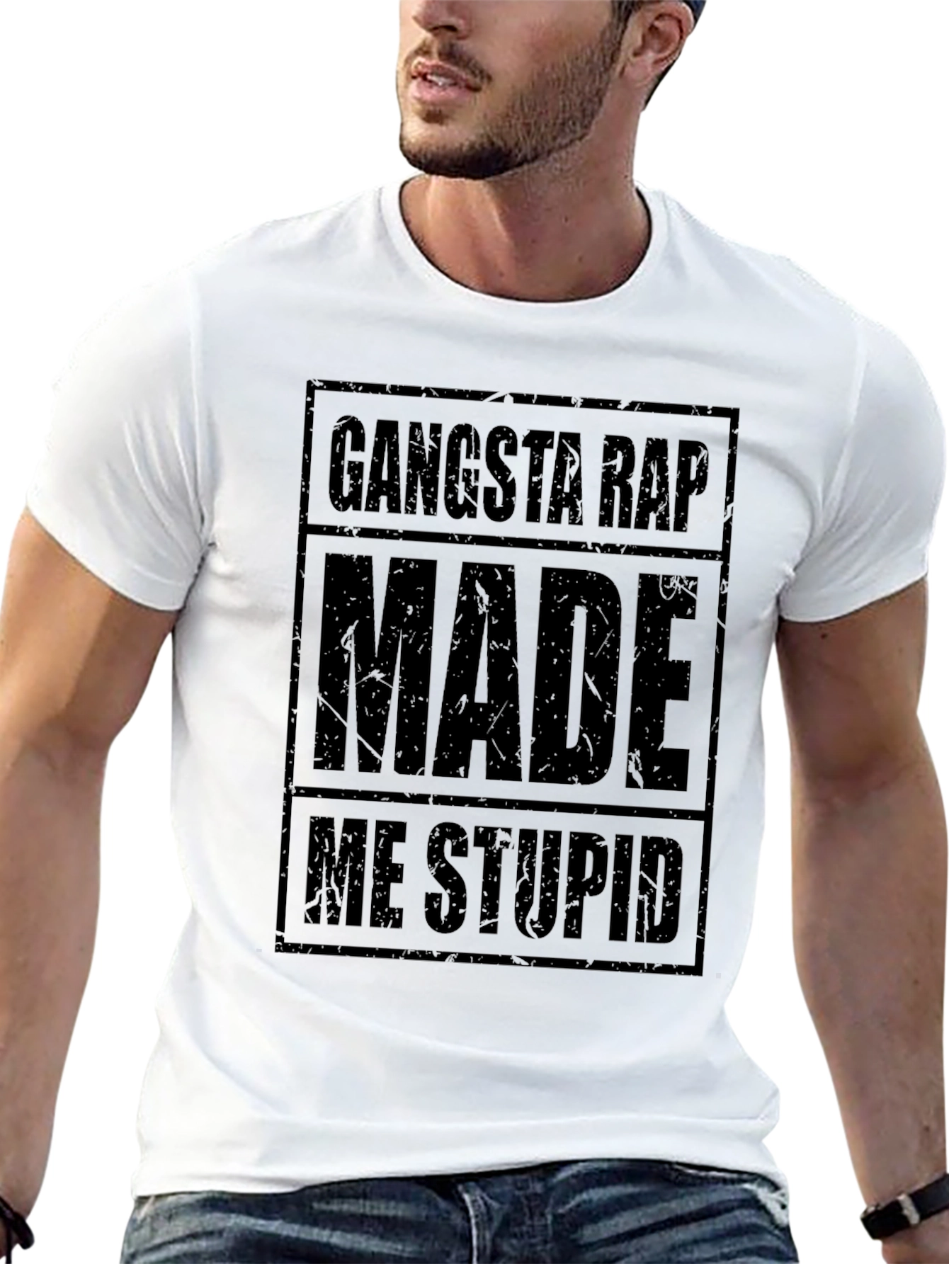 Gangsta Rap Made Me Stupid Black Graphic Tee