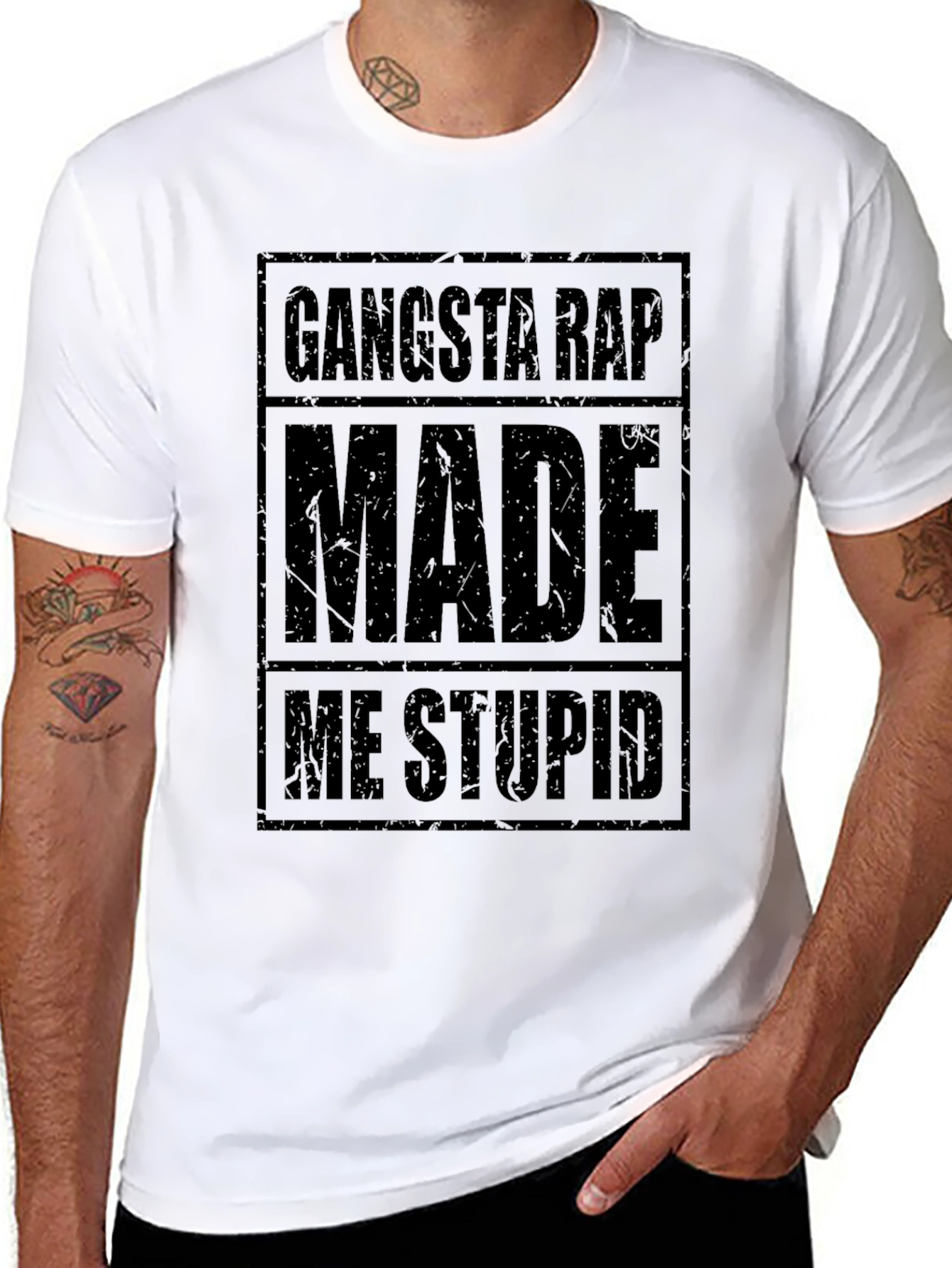Gangsta Rap Made Me Stupid Black Graphic Tee