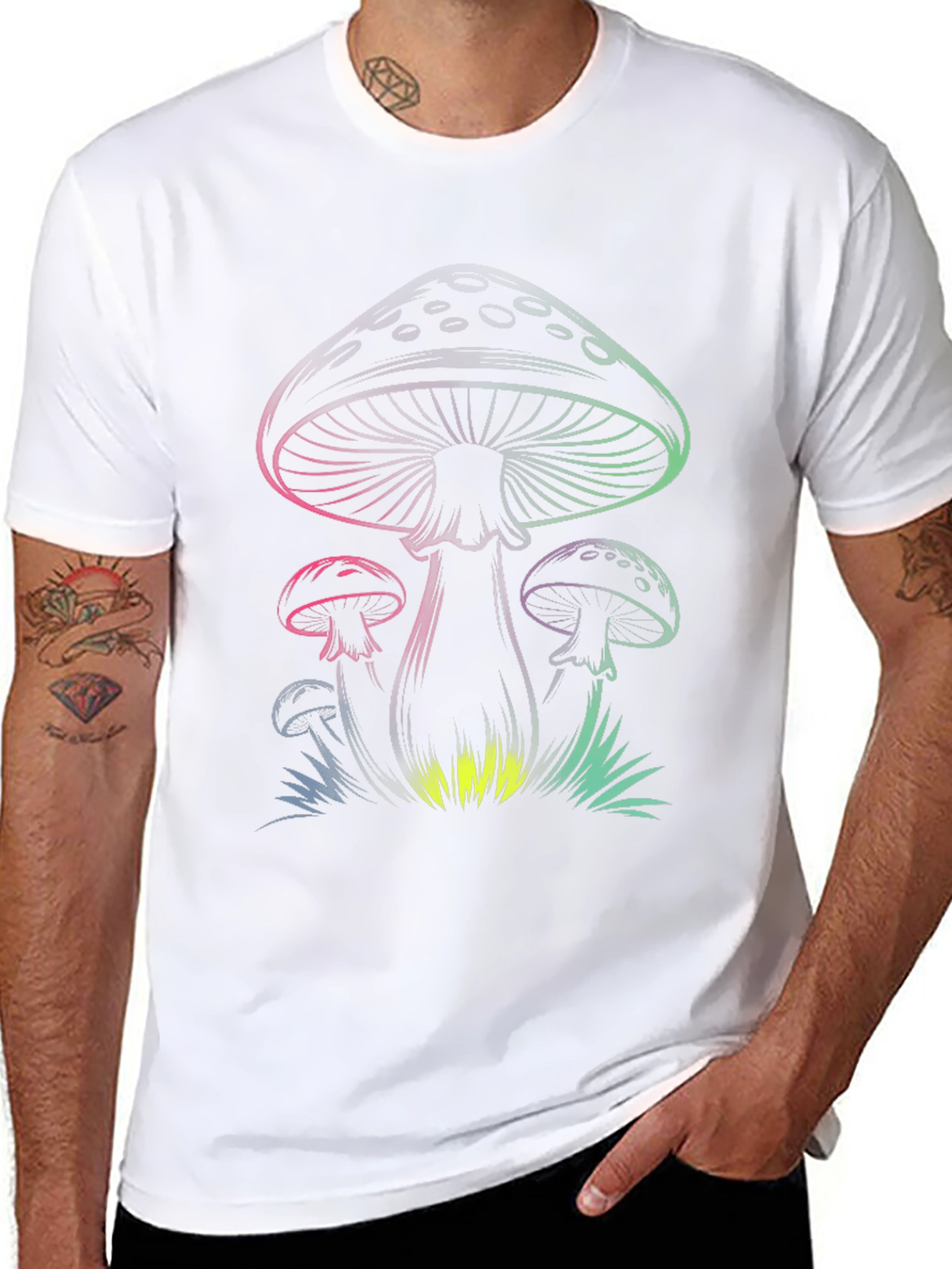 Mens Black Mushroom Graphic Tee