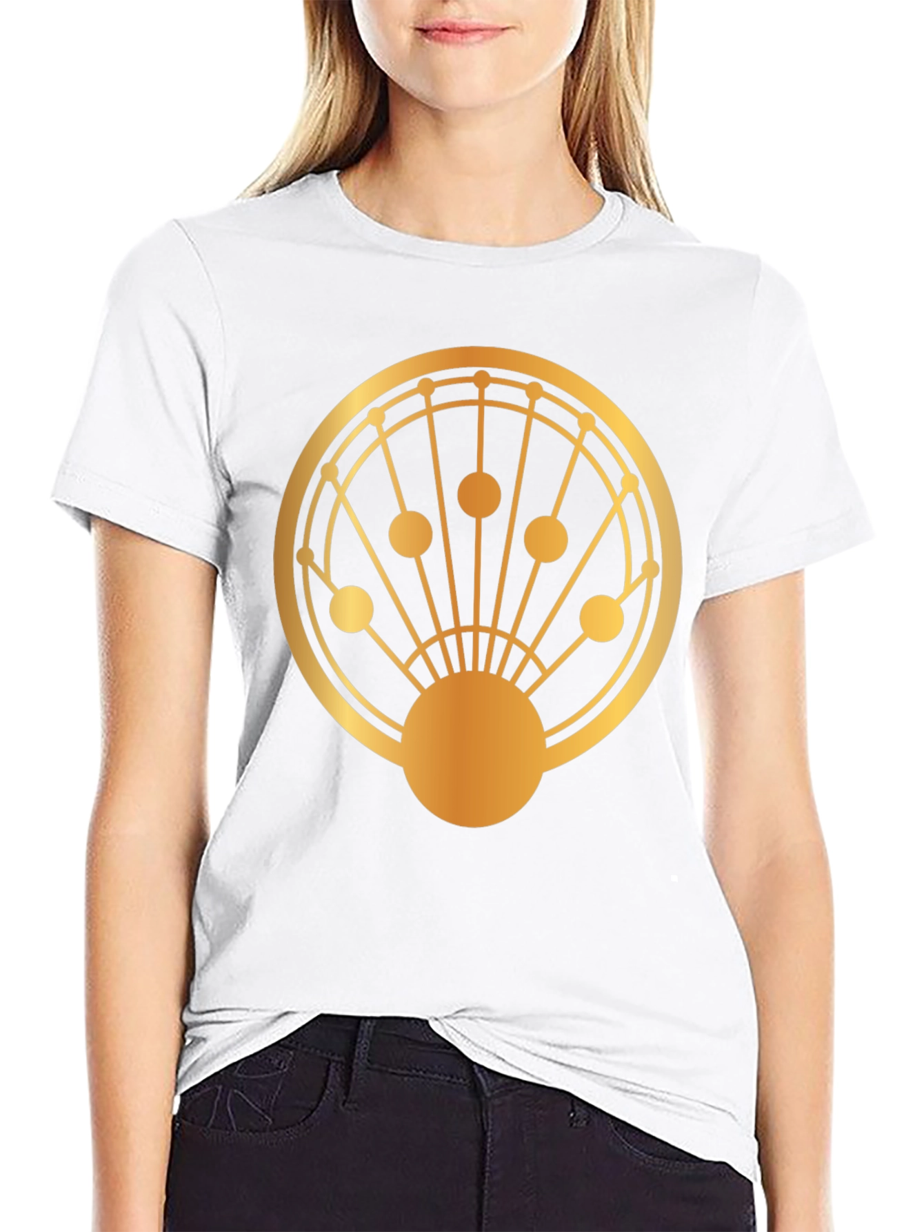 Geometric Gold Design Black T-Shirt