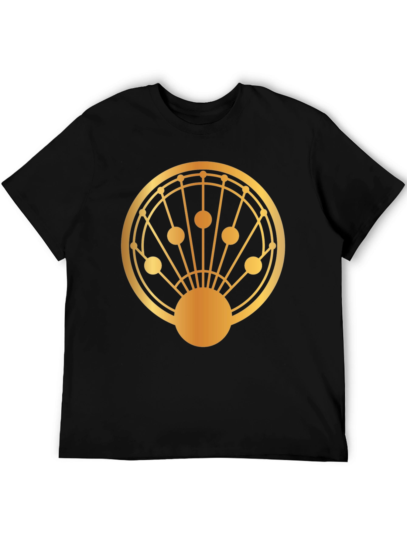 Geometric Gold Design Black T-Shirt