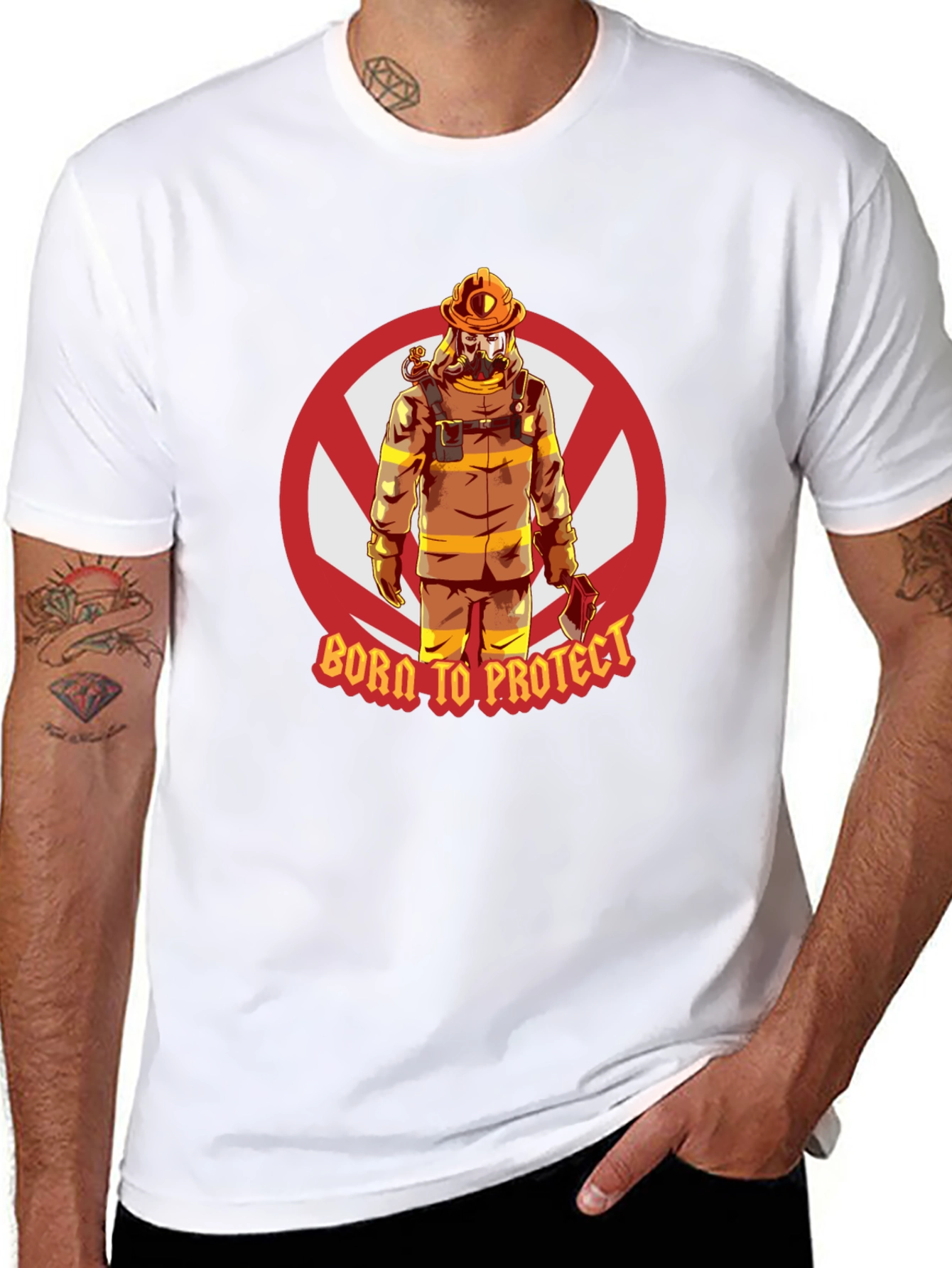 Born to Protect Firefighter Graphic T-Shirt