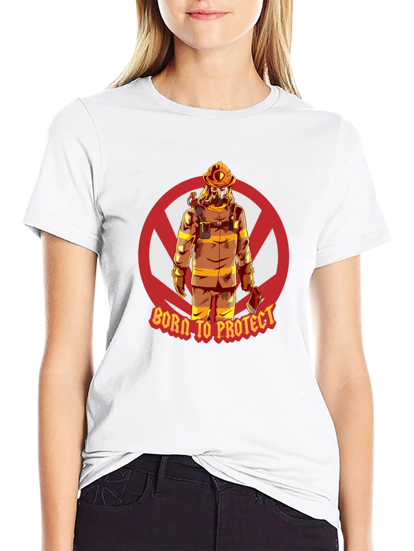 Born to Protect Firefighter Graphic T-Shirt