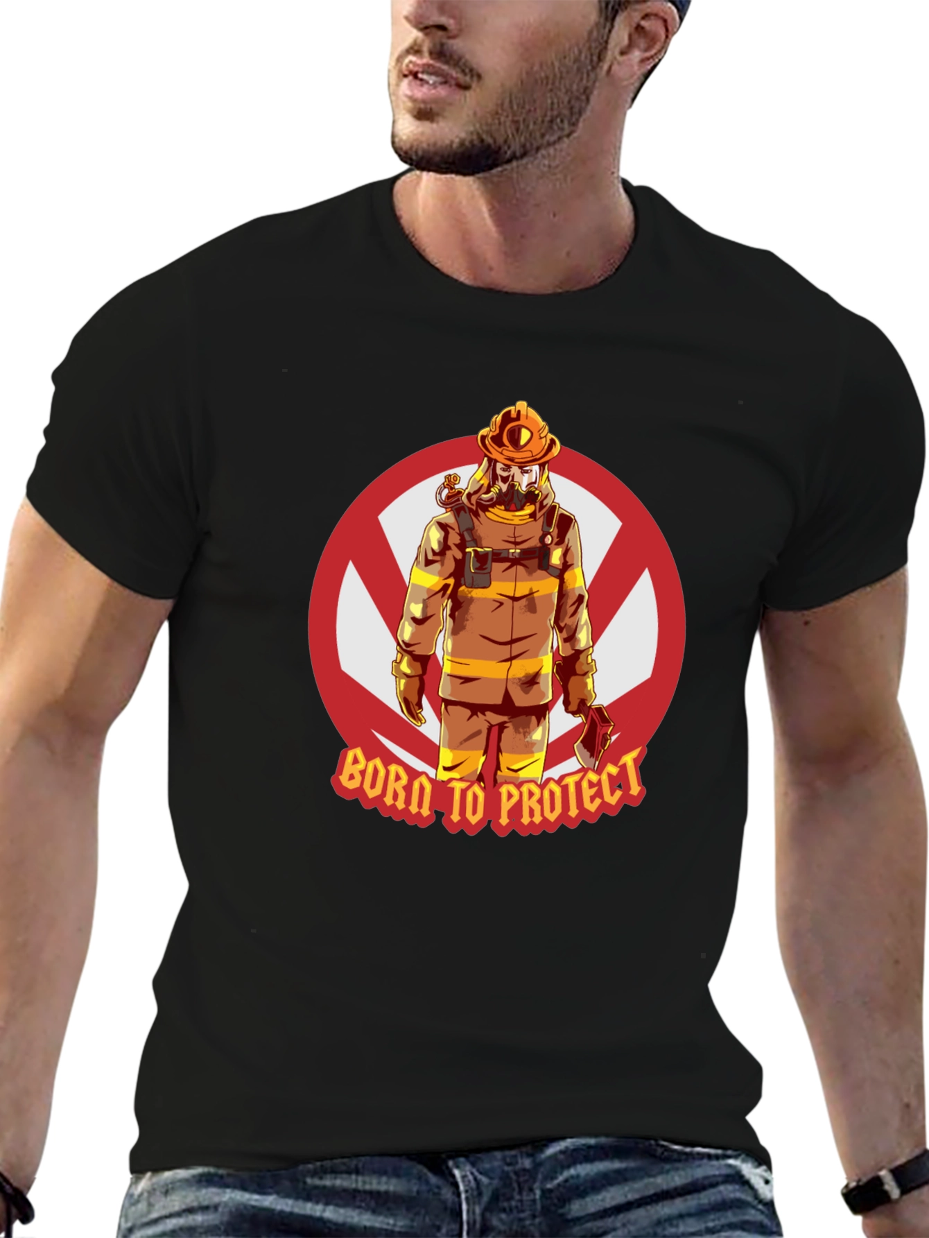 Born to Protect Firefighter Graphic T-Shirt