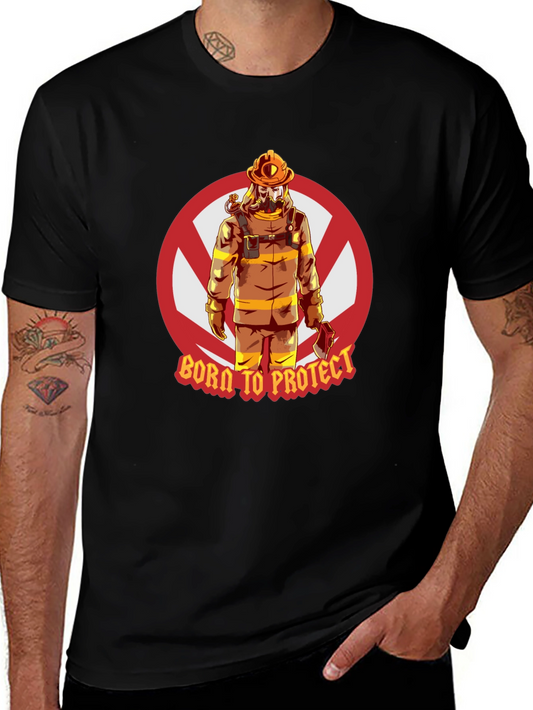 Born to Protect Firefighter Graphic T-Shirt