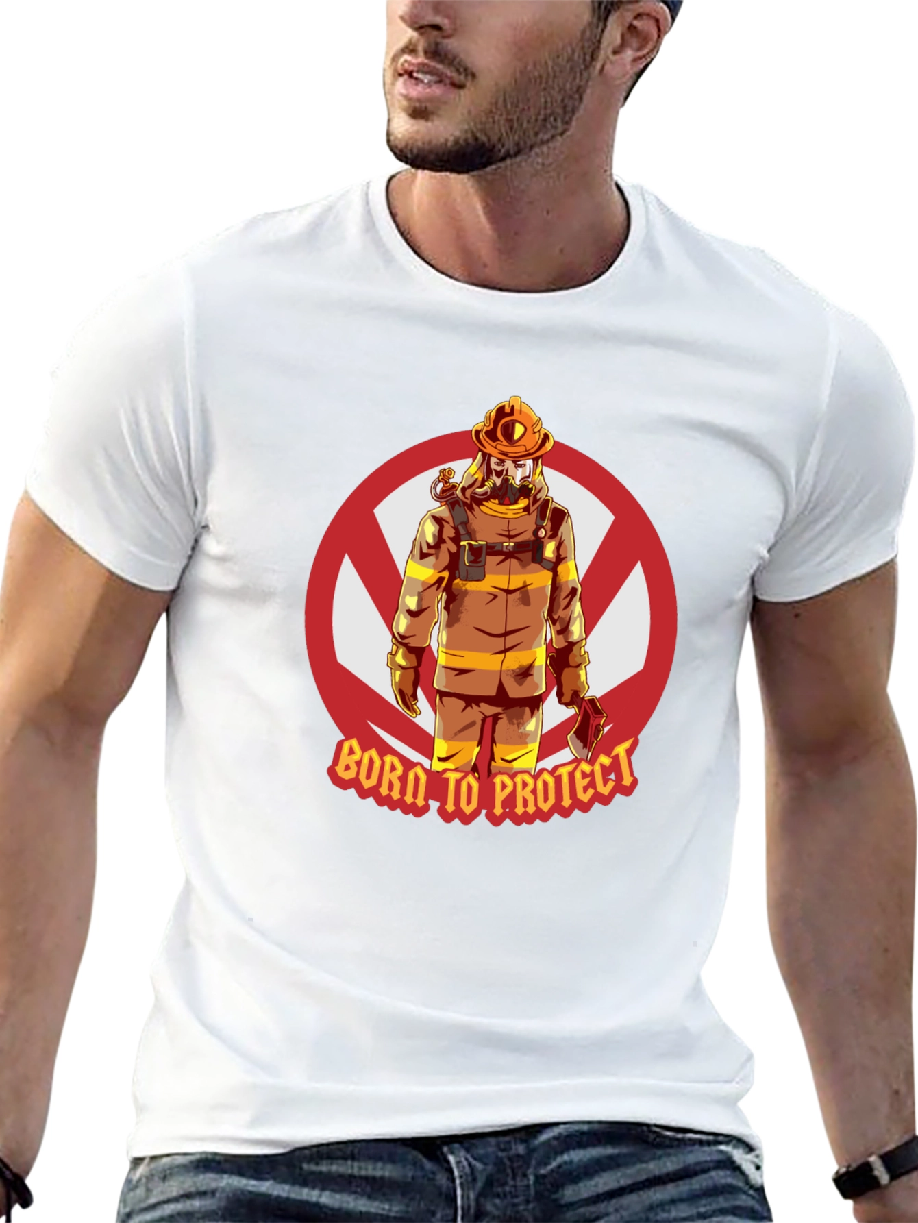 Born to Protect Firefighter Graphic T-Shirt