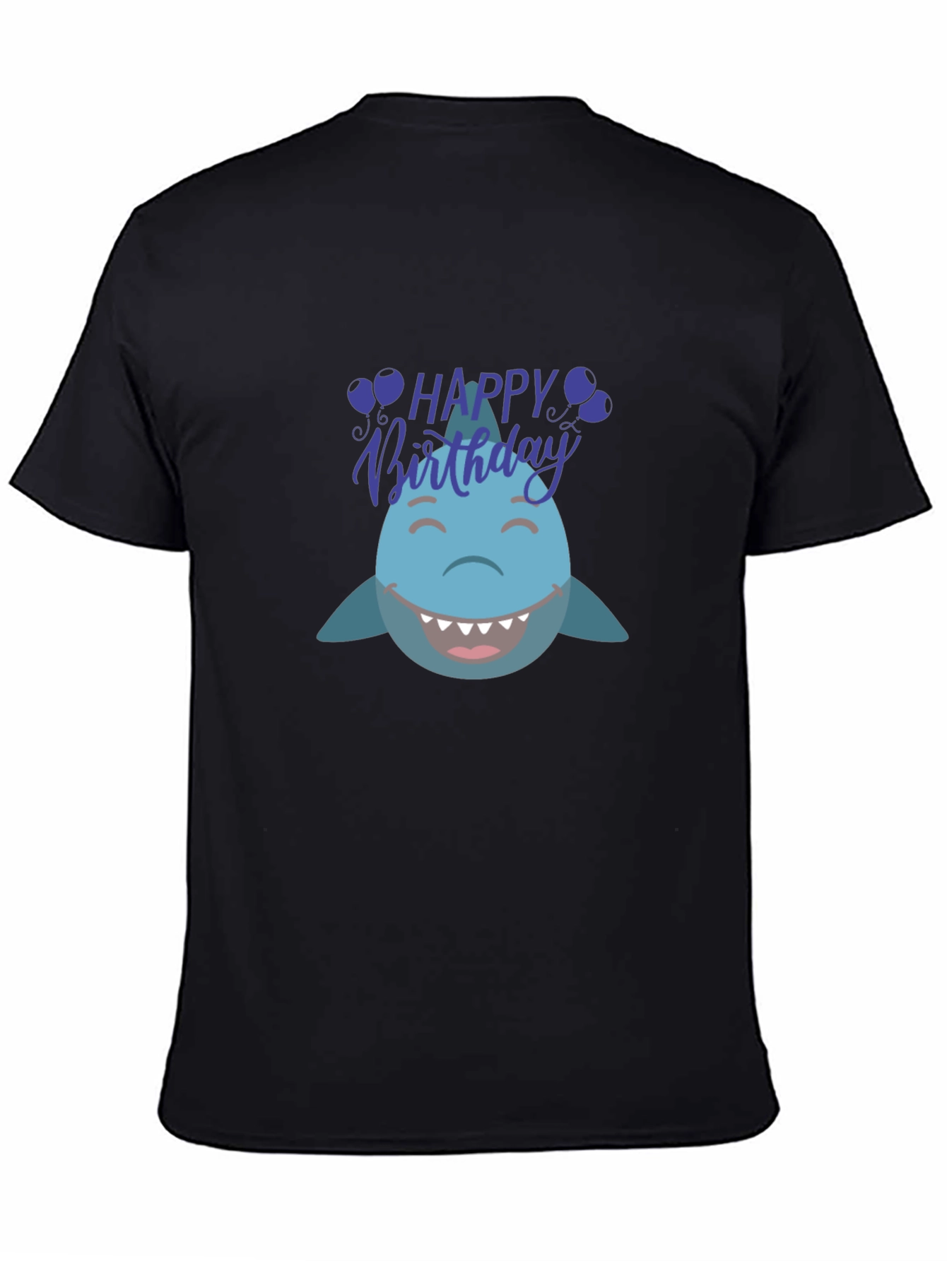 Happy Birthday Shark Graphic Tee - Black