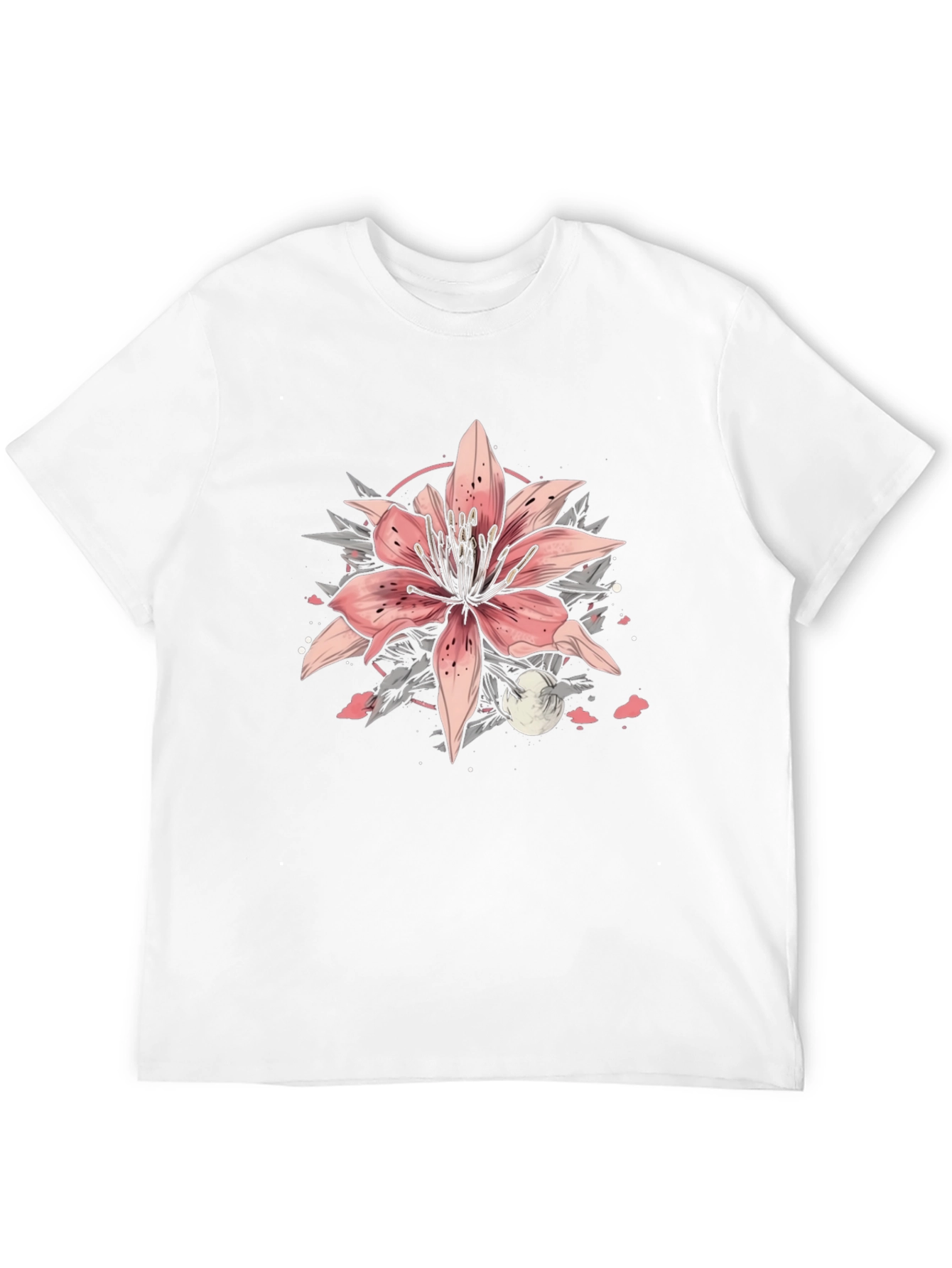 Floral Lily Graphic Tee - Stylish Black T-Shirt