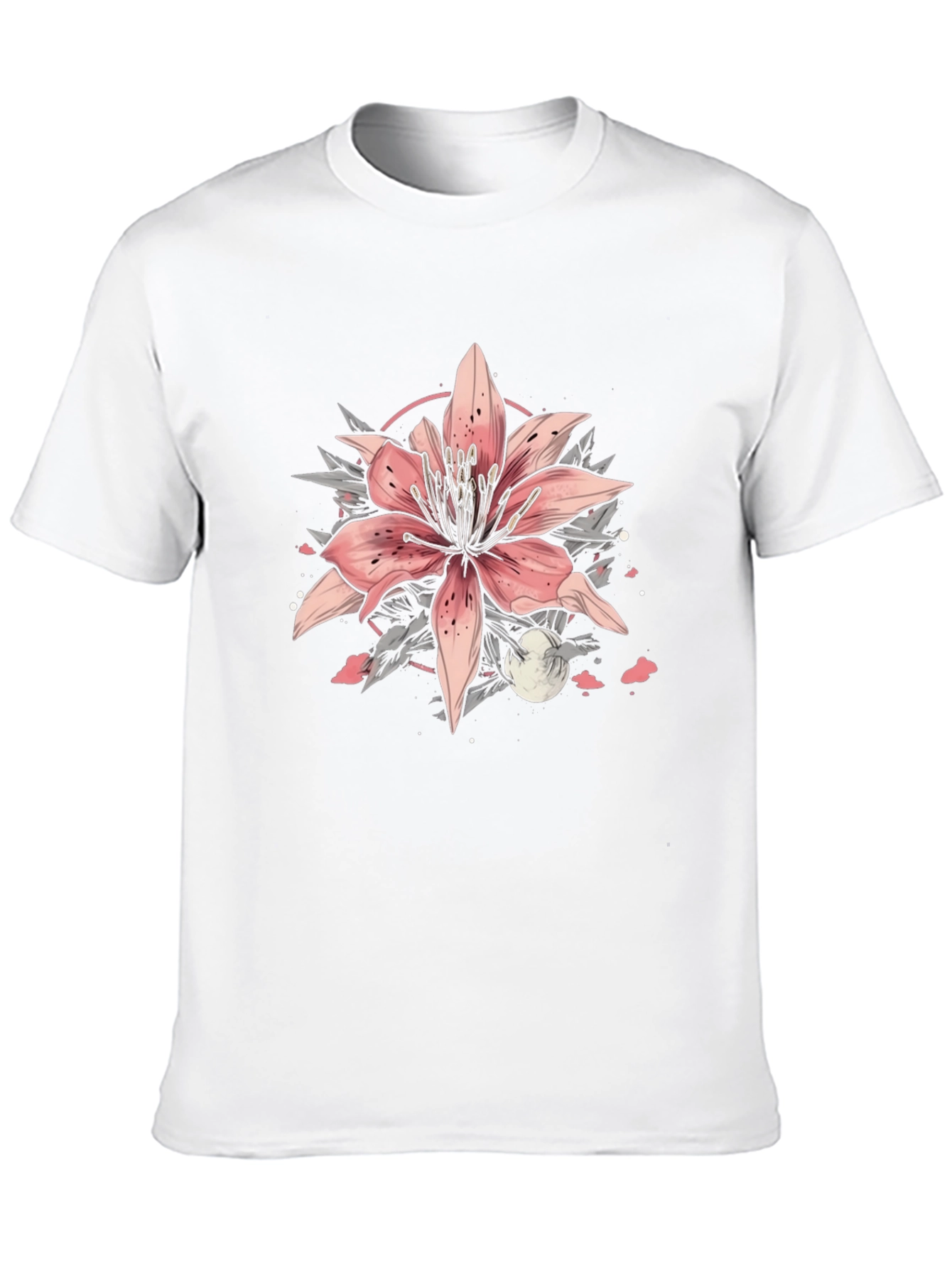 Floral Lily Graphic Tee - Stylish Black T-Shirt