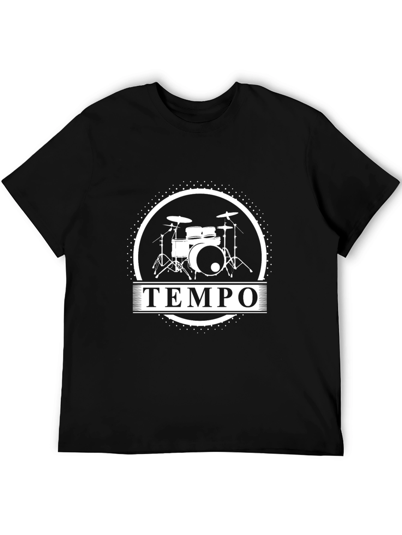 Tempo Drum Set Graphic Tee - Black Cotton T-Shirt