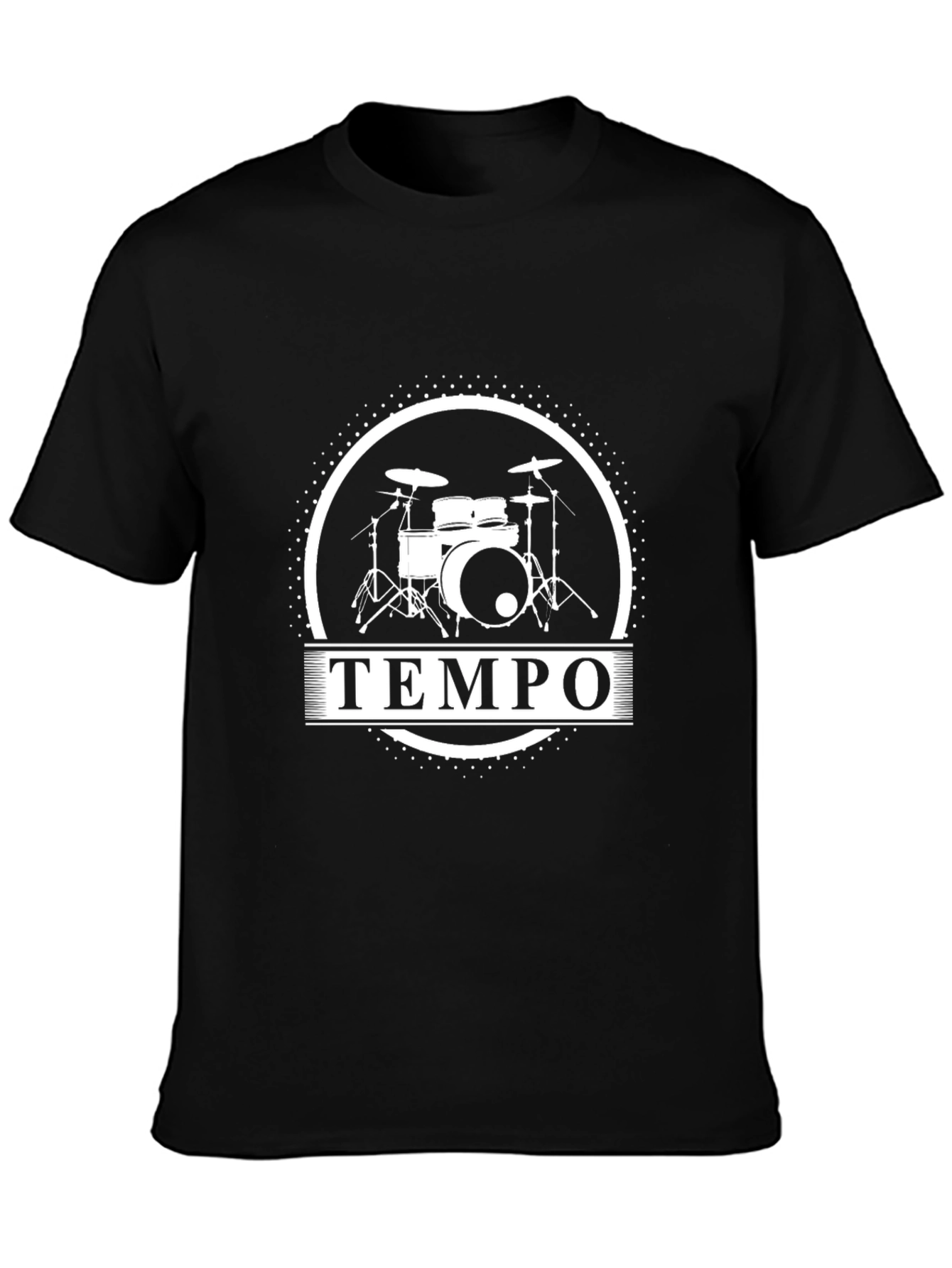 Tempo Drum Set Graphic Tee - Black Cotton T-Shirt