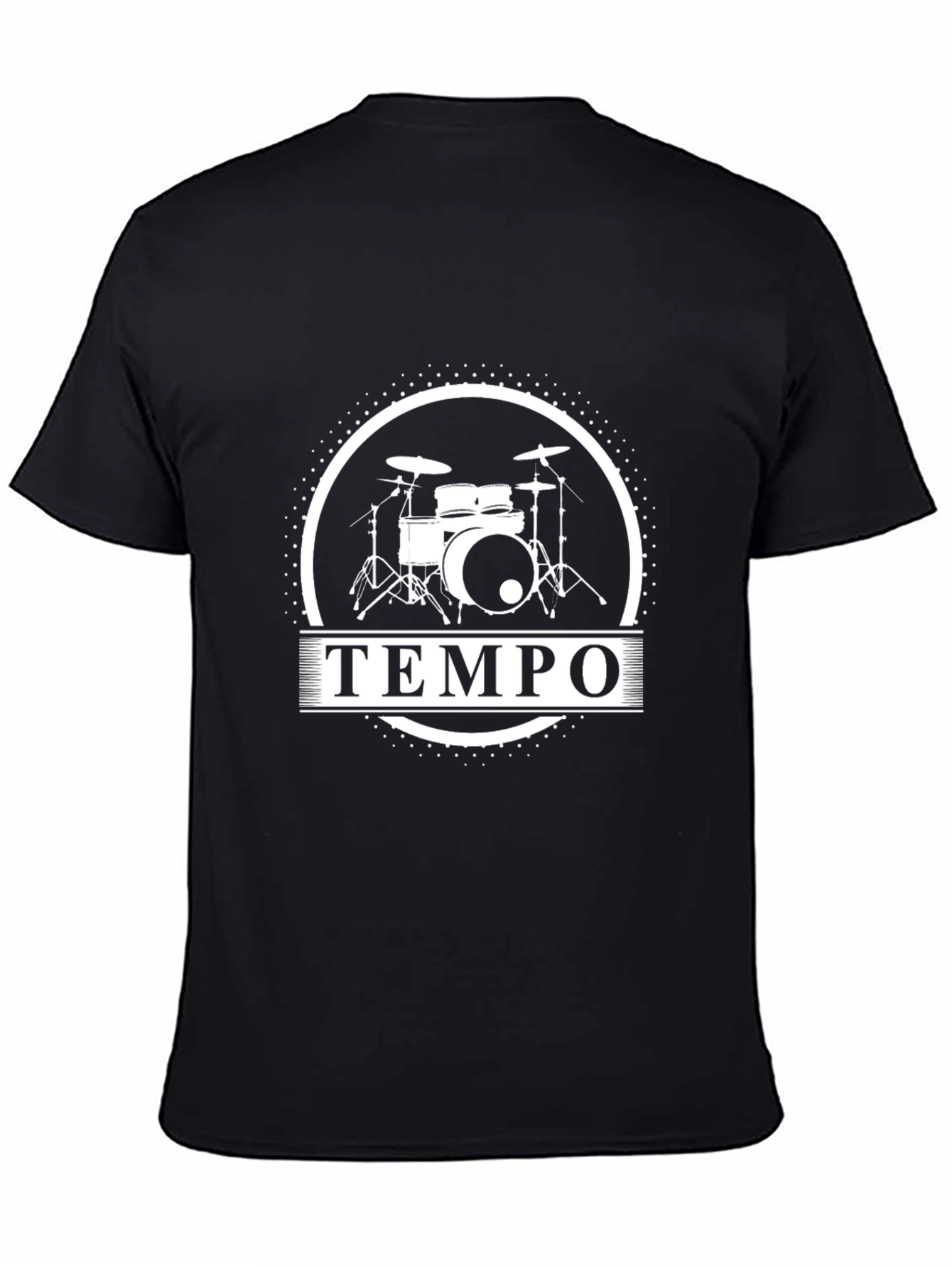 Tempo Drum Set Graphic Tee - Black Cotton T-Shirt