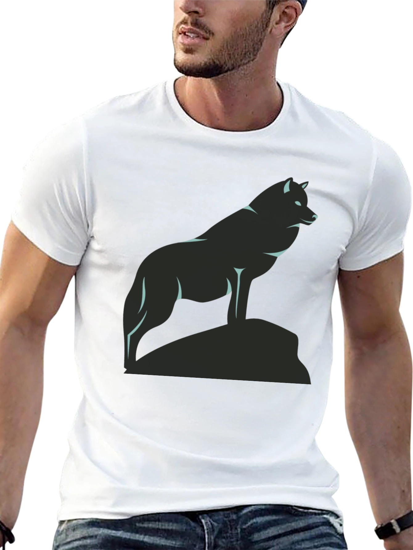 Wolf Graphic Tee - Black Crew Neck