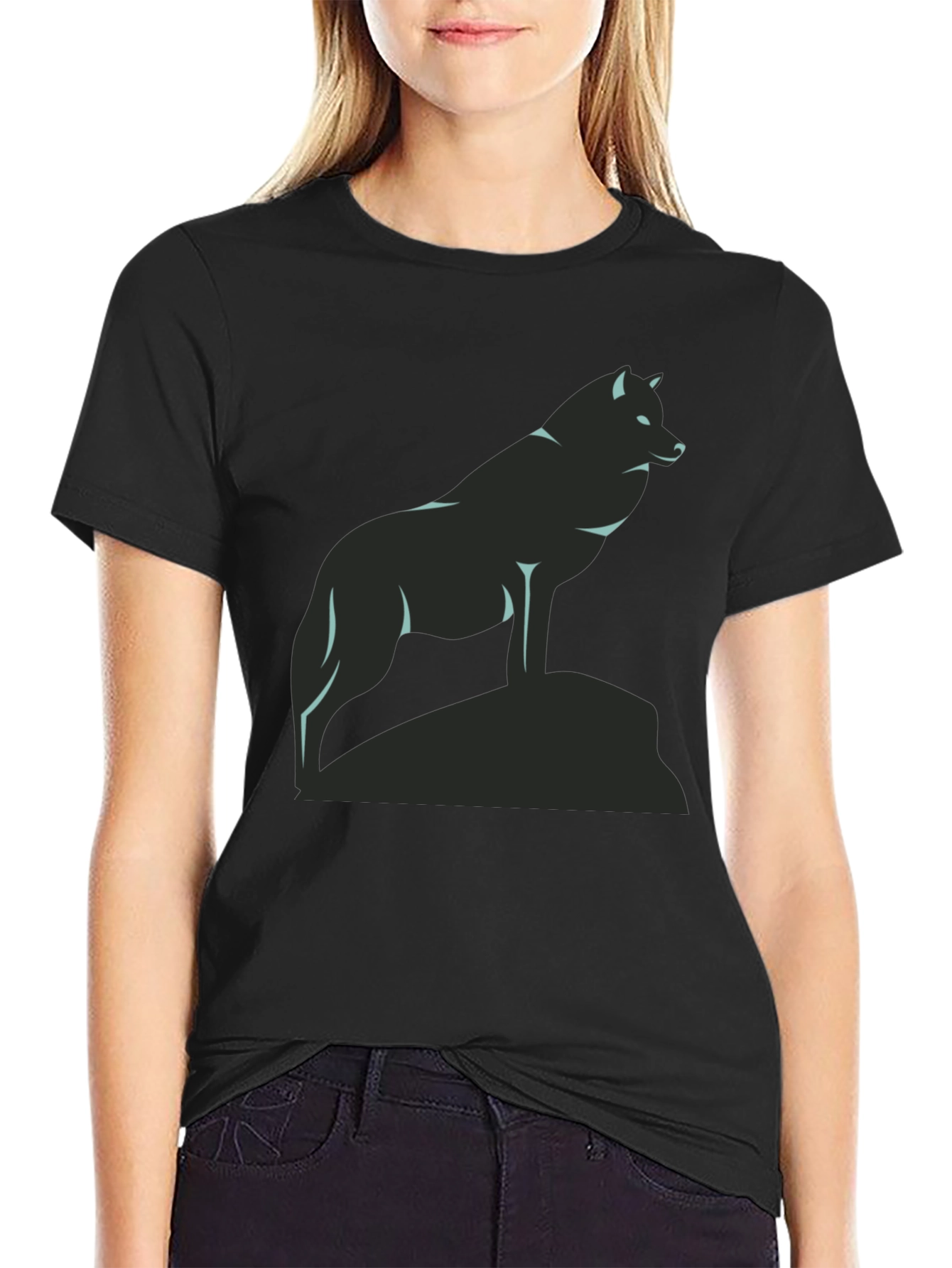 Wolf Graphic Tee - Black Crew Neck