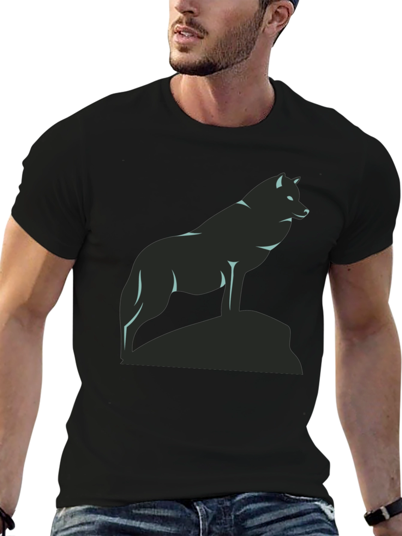 Wolf Graphic Tee - Black Crew Neck