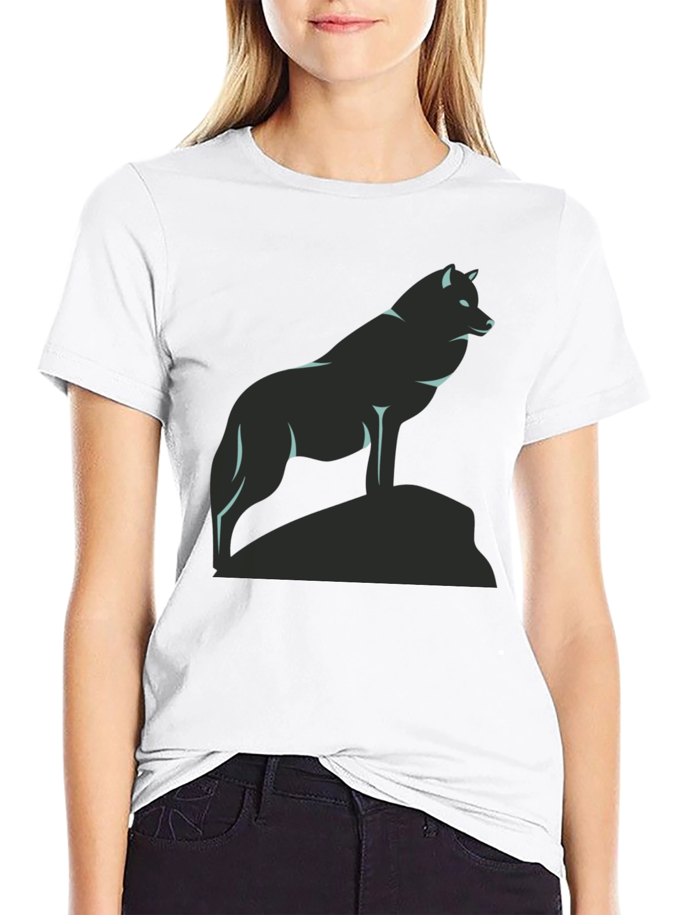Wolf Graphic Tee - Black Crew Neck