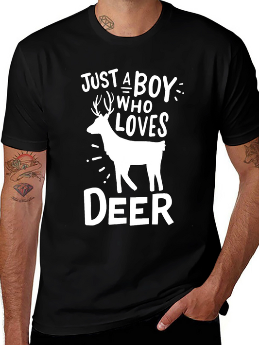 Just A Boy Who Loves Deer Graphic T-Shirt