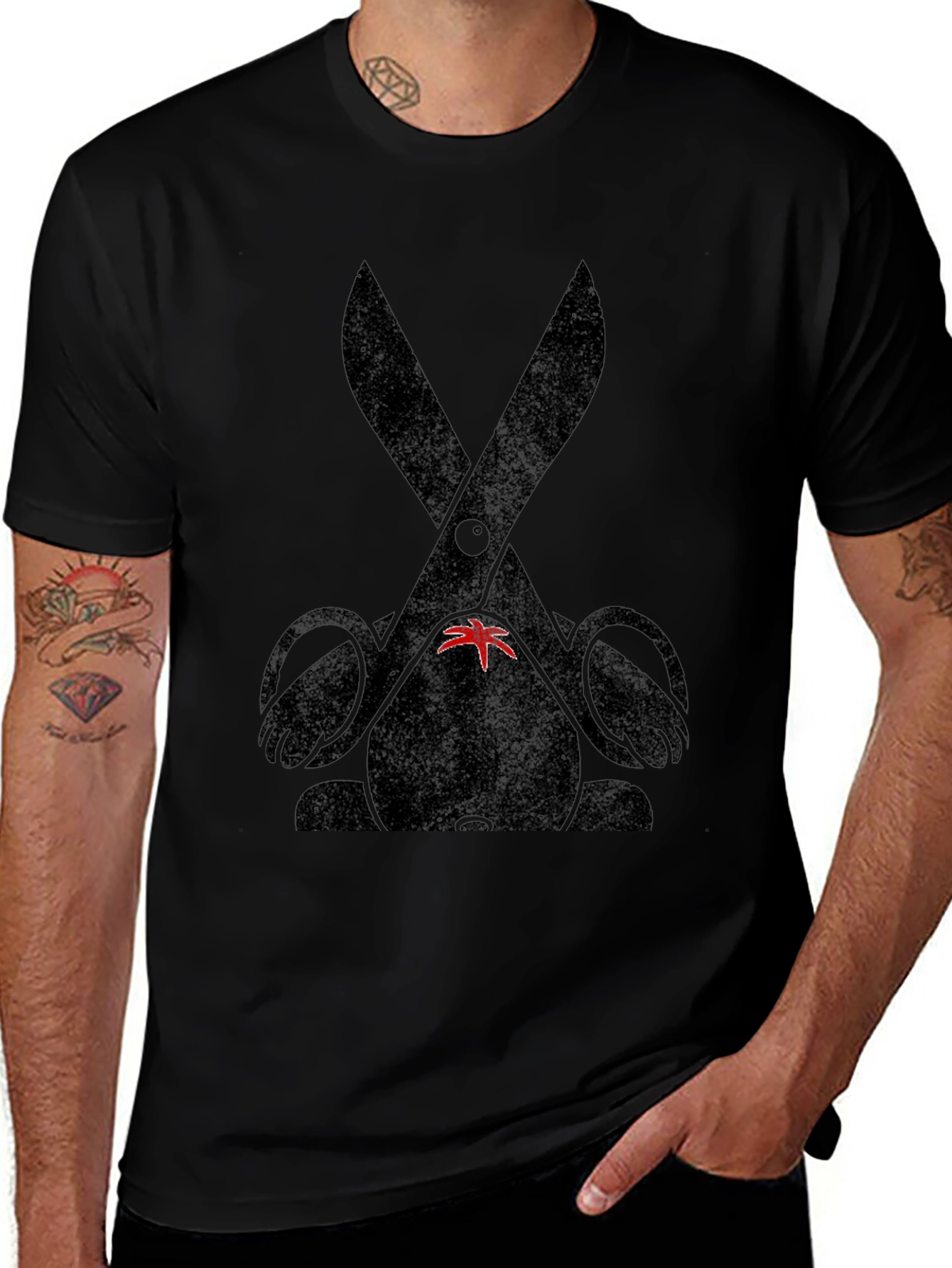 Bunny Scissors Graphic Tee - Unisex Black T-Shirt