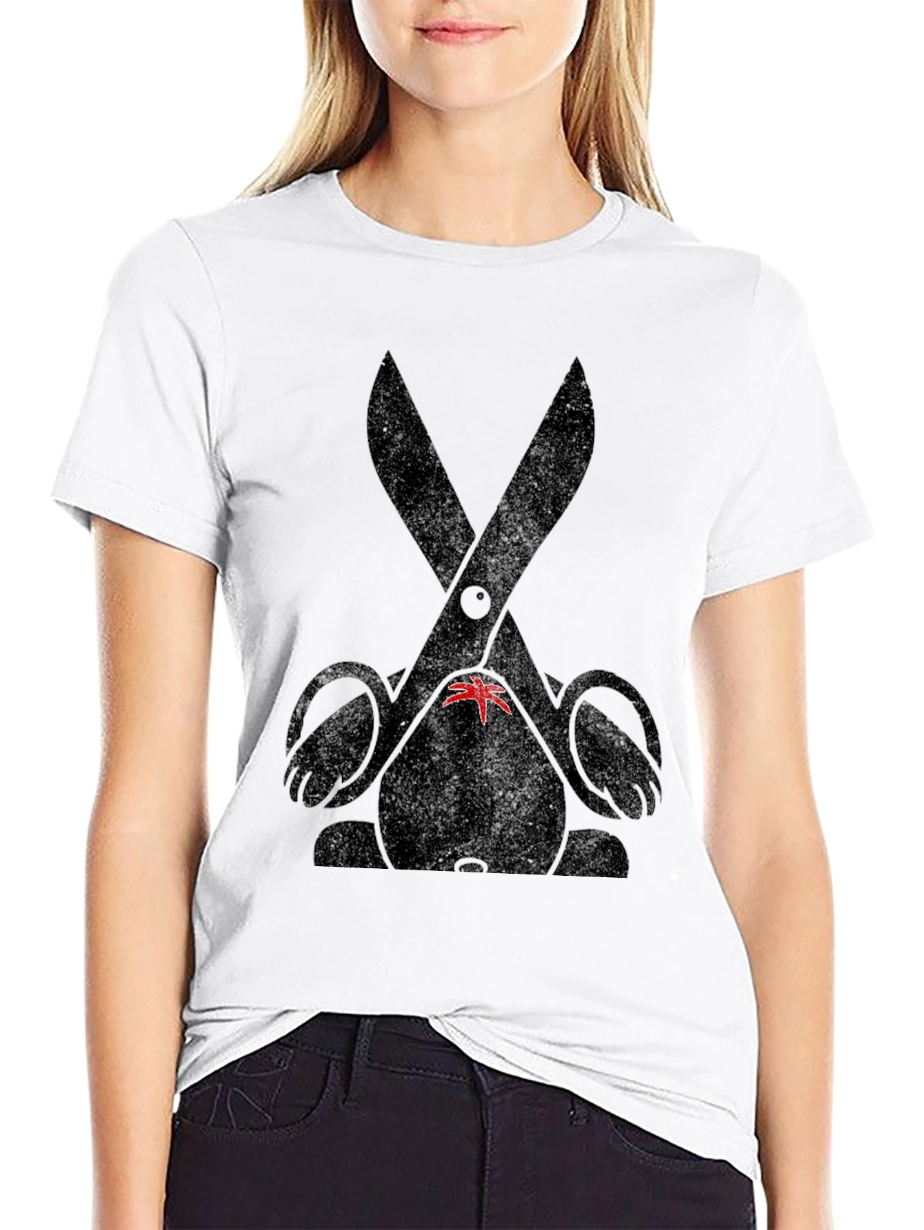 Bunny Scissors Graphic Tee - Unisex Black T-Shirt