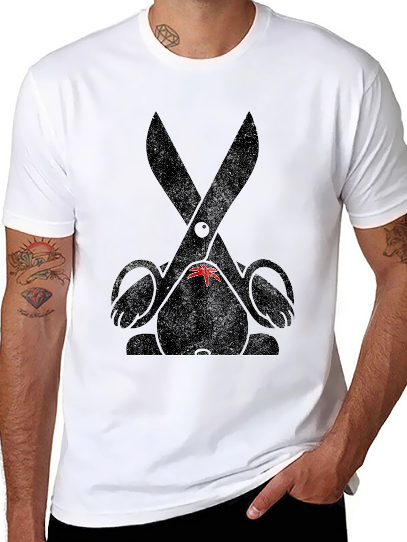 Bunny Scissors Graphic Tee - Unisex Black T-Shirt