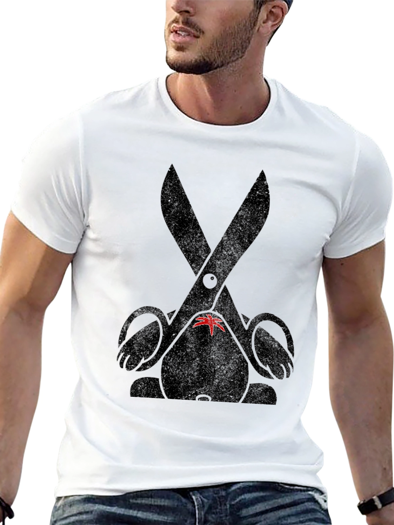 Bunny Scissors Graphic Tee - Unisex Black T-Shirt