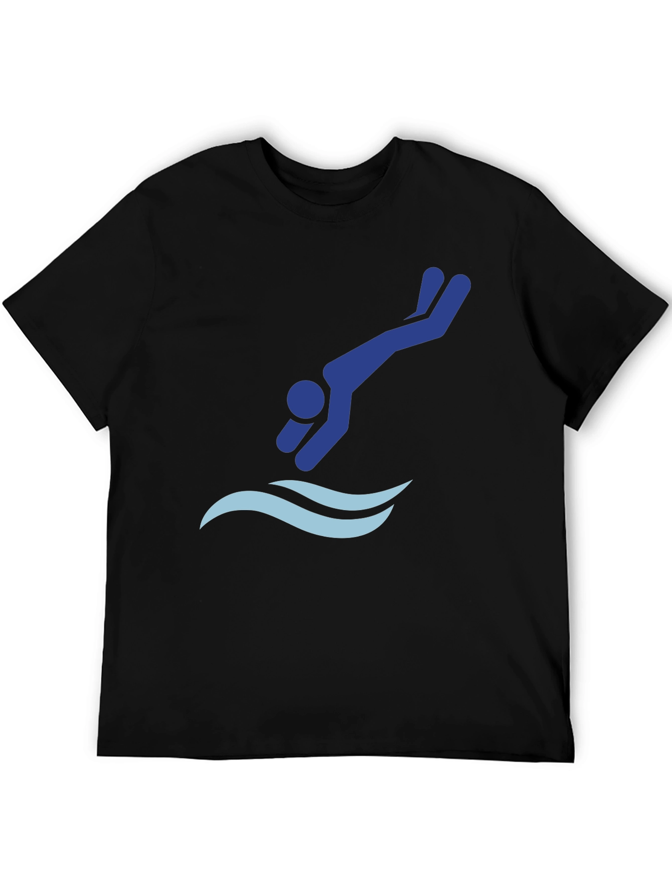 Diving Silhouette Graphic Tee - Black Cotton T-Shirt