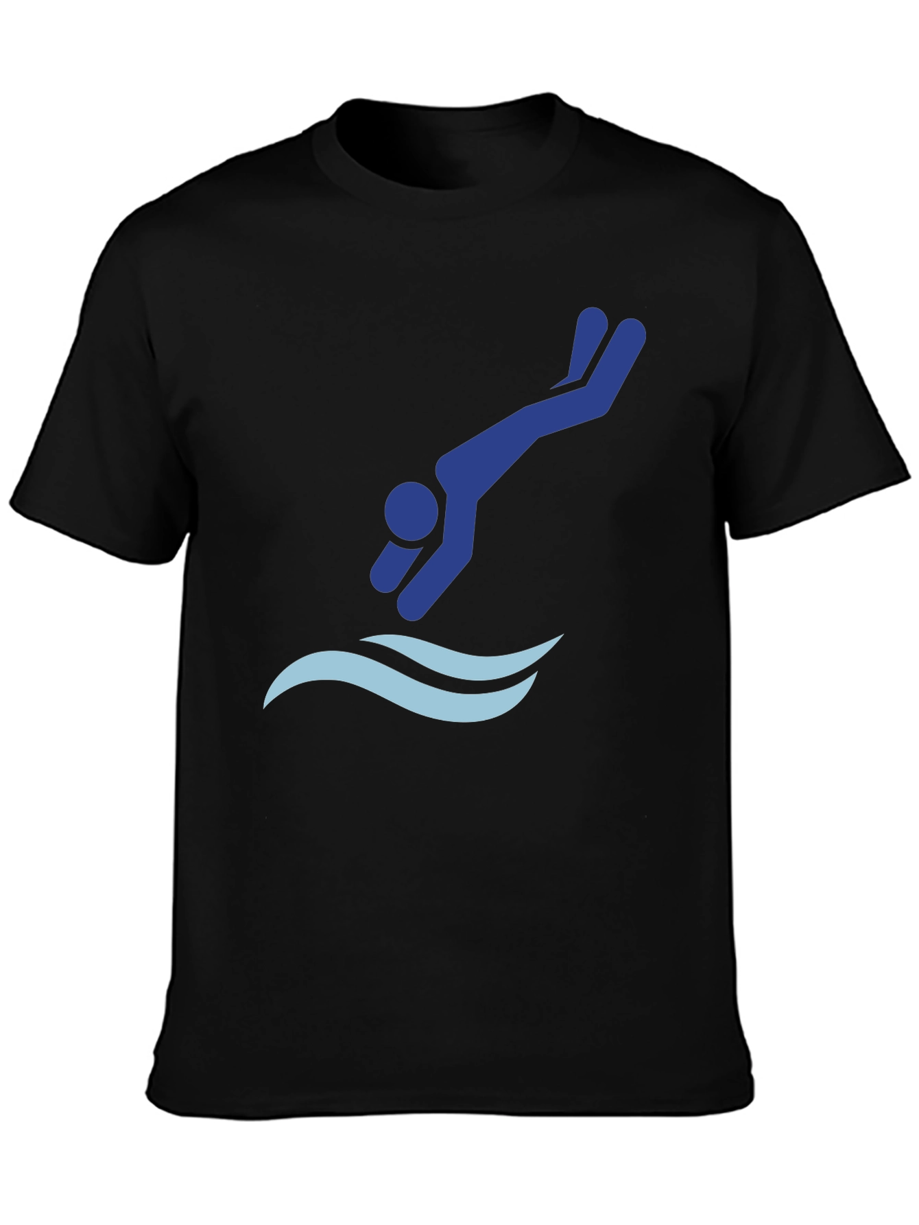 Diving Silhouette Graphic Tee - Black Cotton T-Shirt
