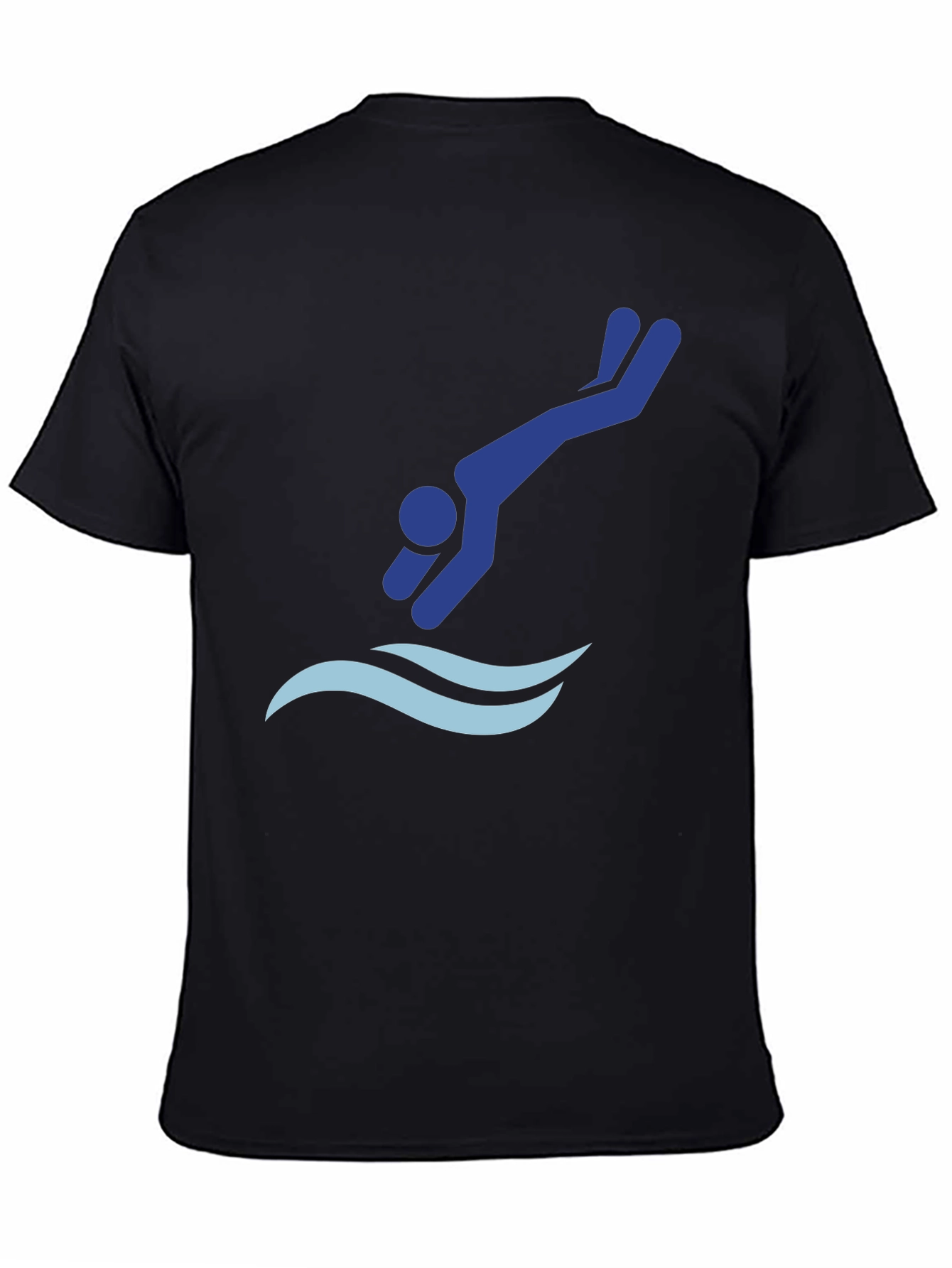 Diving Silhouette Graphic Tee - Black Cotton T-Shirt