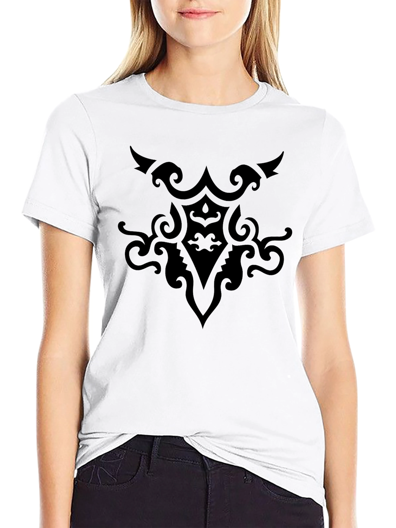 Mens Black Graphic Tee - Tribal Design