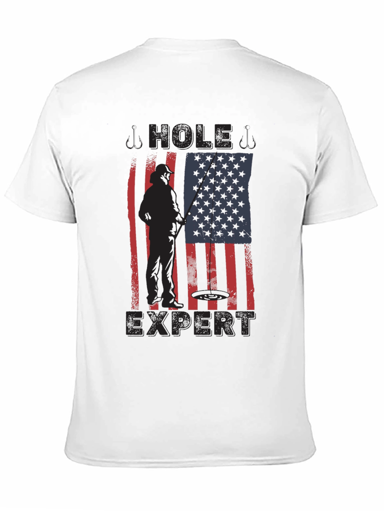Hole Expert Fishing American Flag T-Shirt