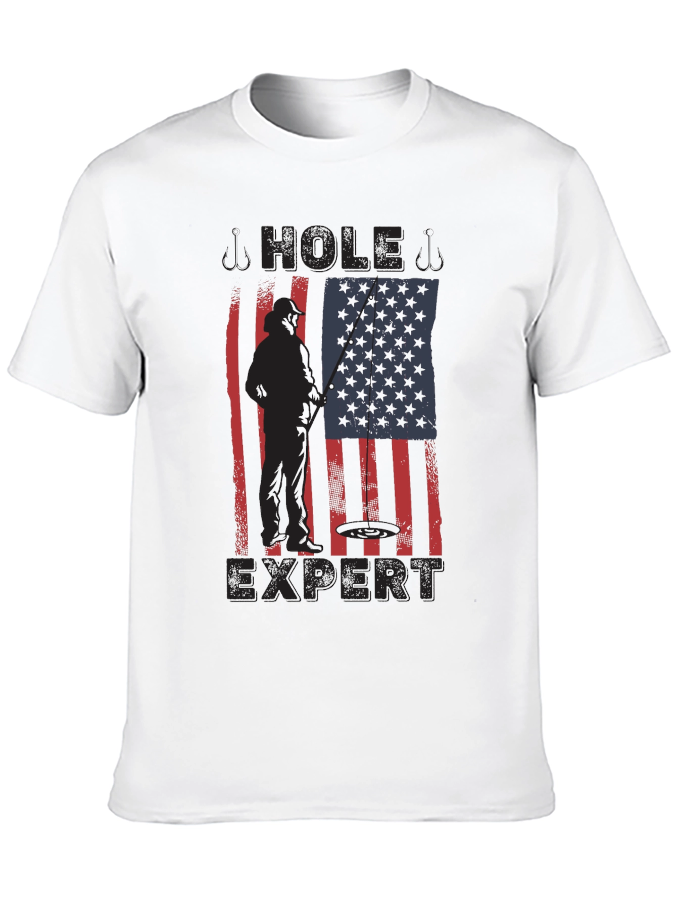 Hole Expert Fishing American Flag T-Shirt