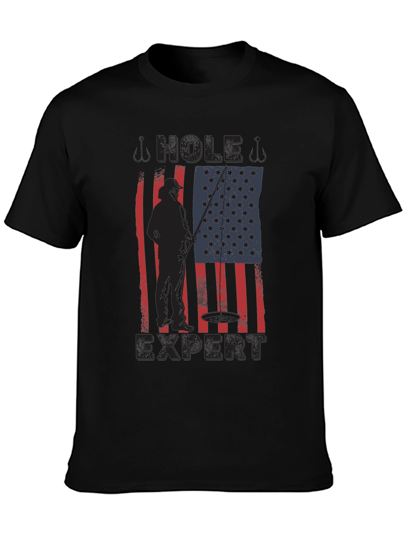 Hole Expert Fishing American Flag T-Shirt