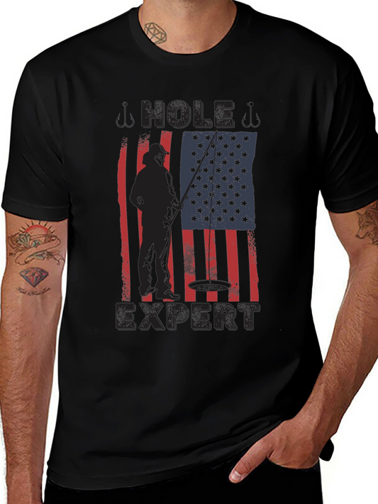 Hole Expert Fishing American Flag T-Shirt