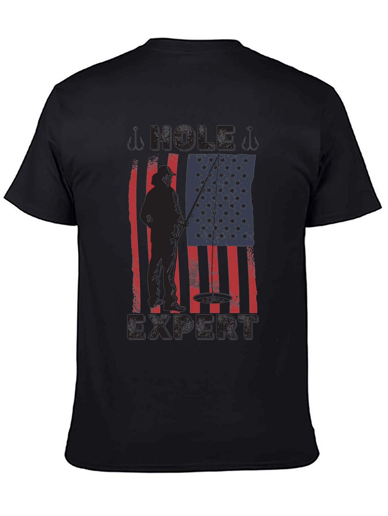 Hole Expert Fishing American Flag T-Shirt