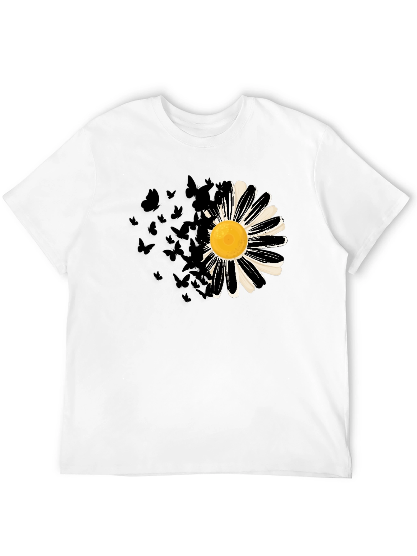 Daisy & Butterfly Mens Graphic Tee - Black