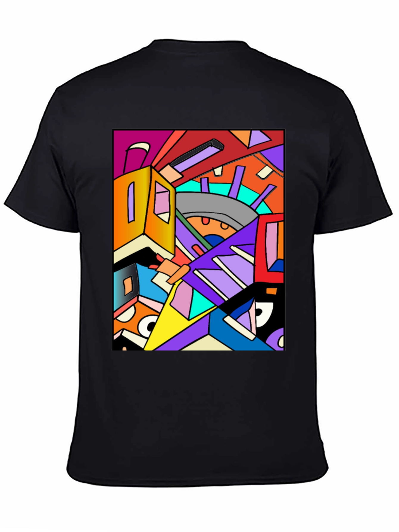 Abstract Geometric Art Black T-Shirt