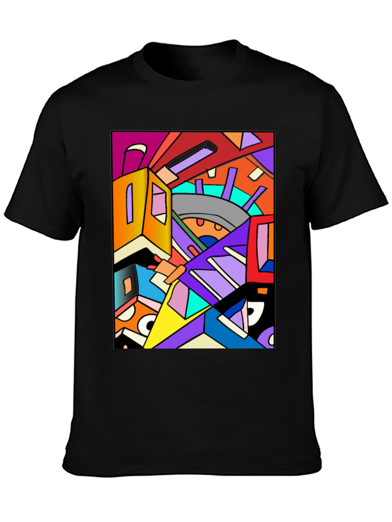 Abstract Geometric Art Black T-Shirt