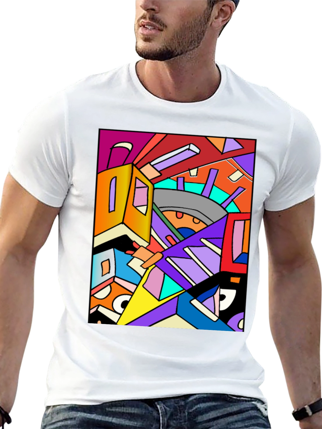 Abstract Geometric Art Black T-Shirt