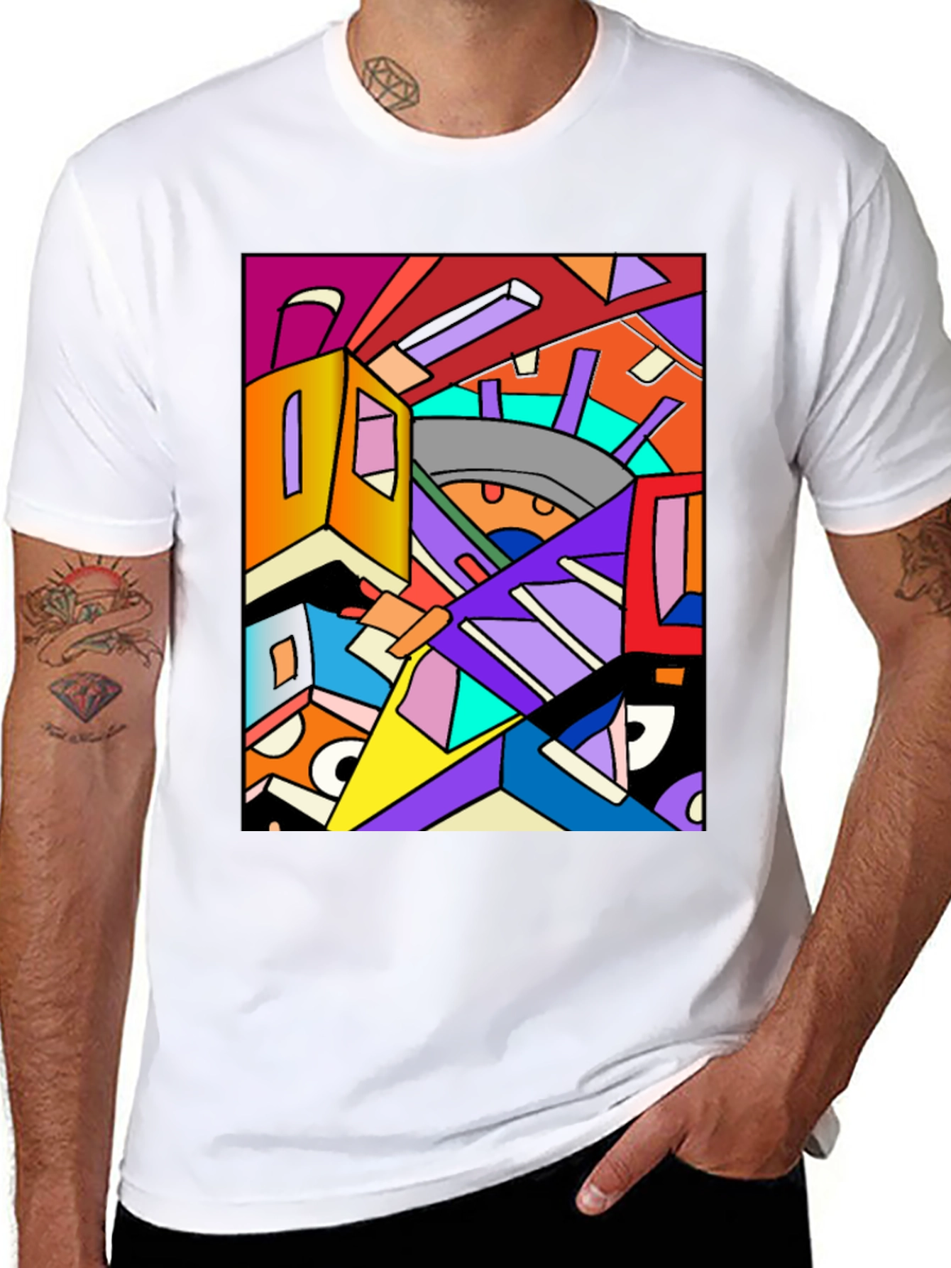 Abstract Geometric Art Black T-Shirt