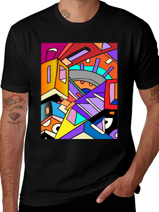 Abstract Geometric Art Black T-Shirt