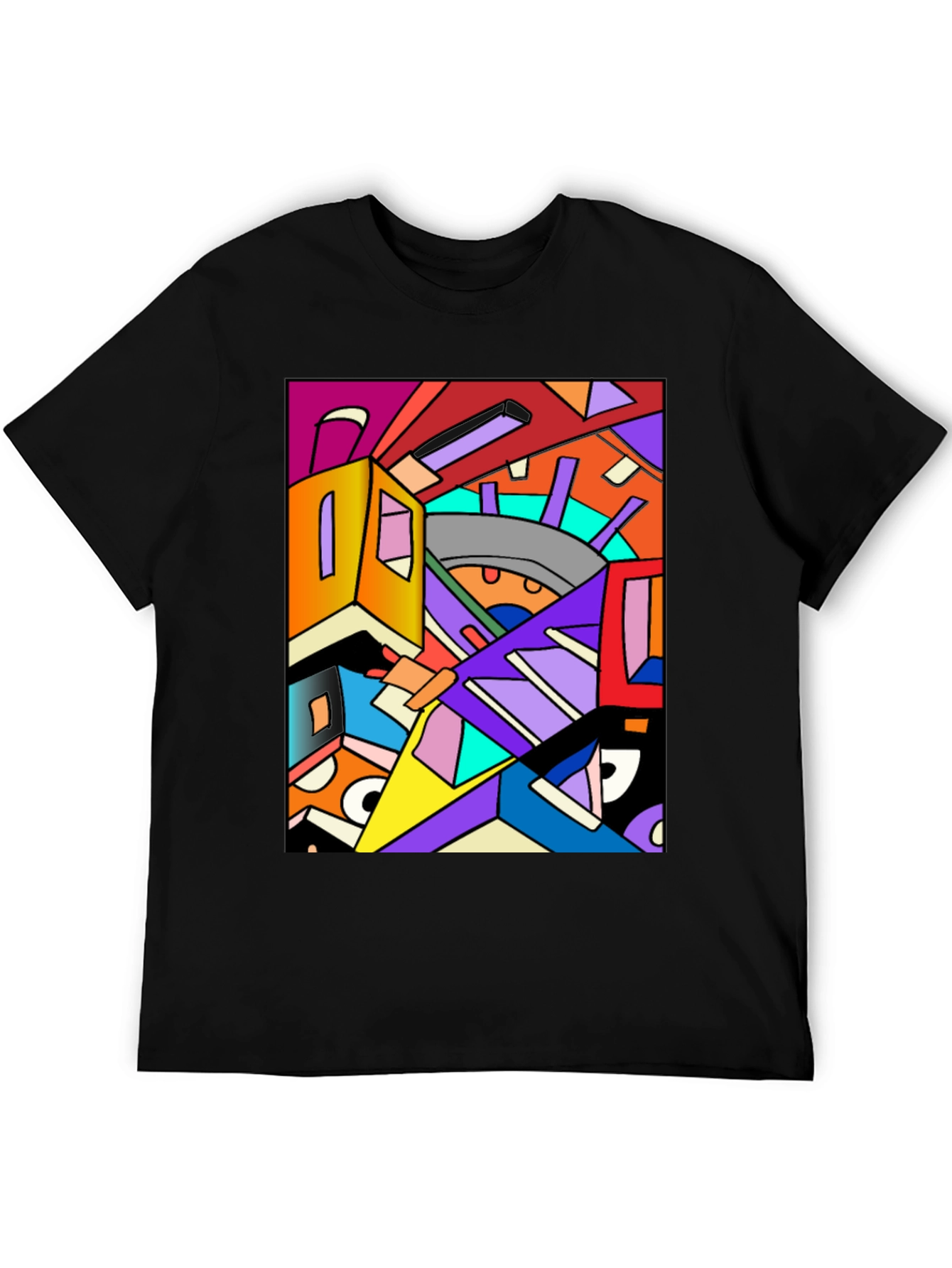 Abstract Geometric Art Black T-Shirt