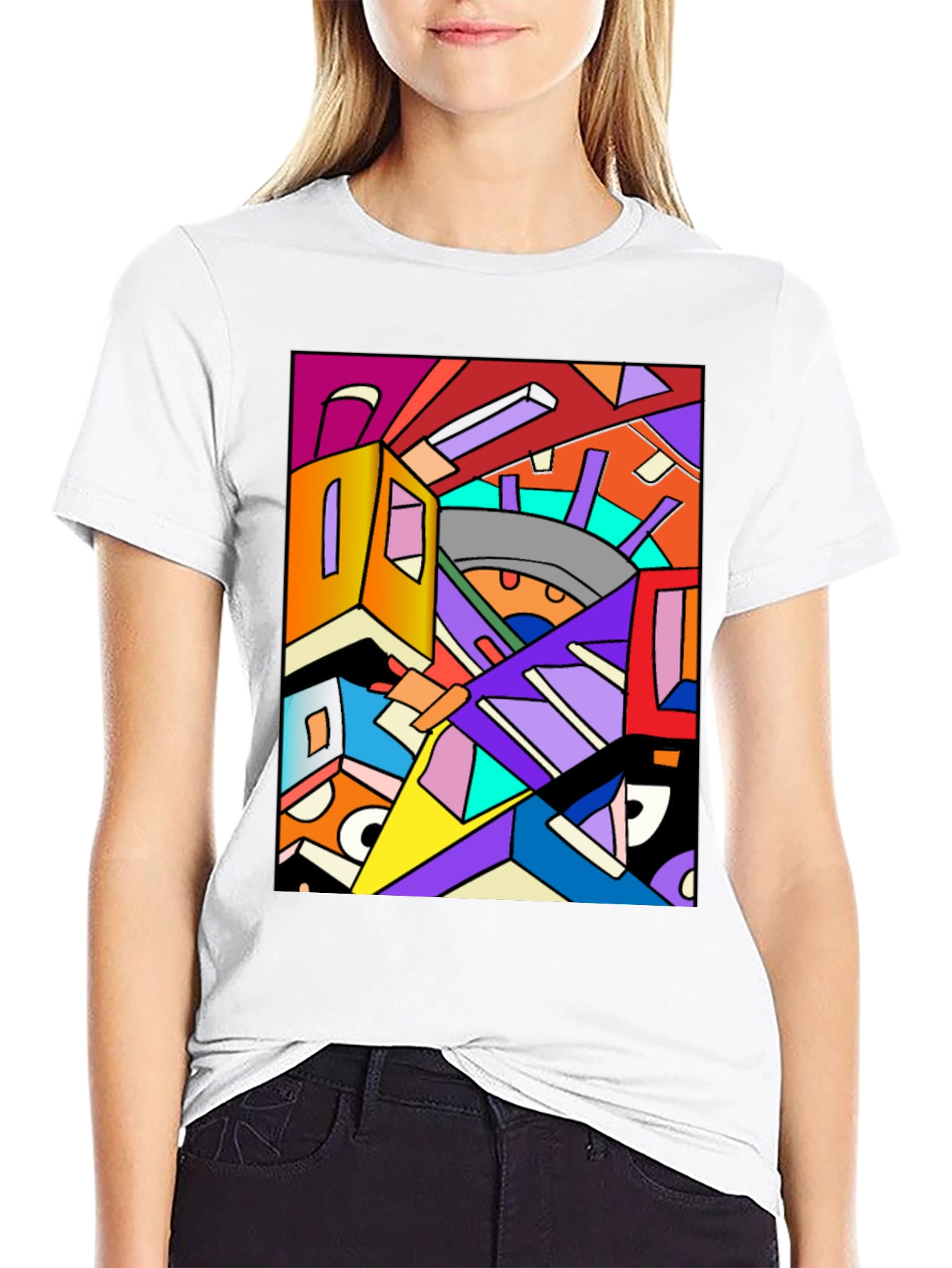 Abstract Geometric Art Black T-Shirt