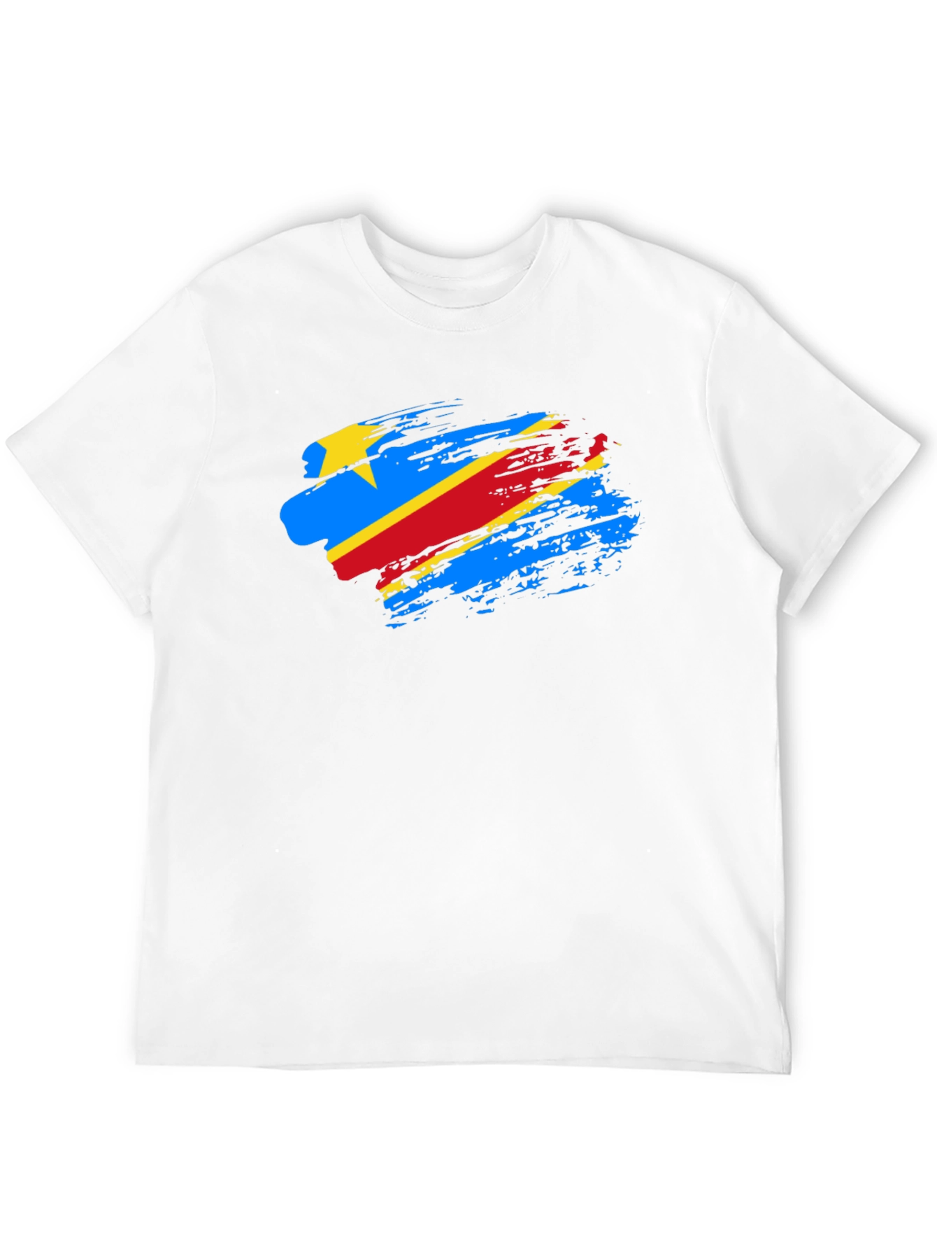DR Congo Flag Brush Stroke Black T-Shirt