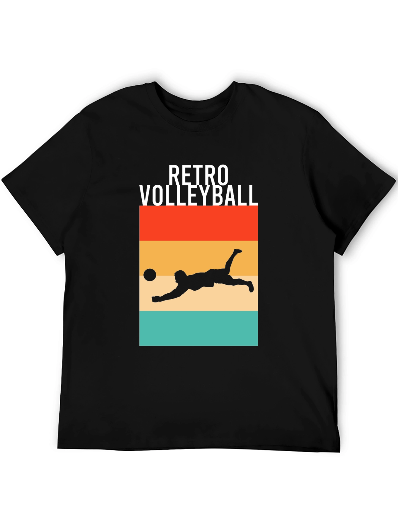 Retro Volleyball Graphic Tee - Black Cotton Shirt
