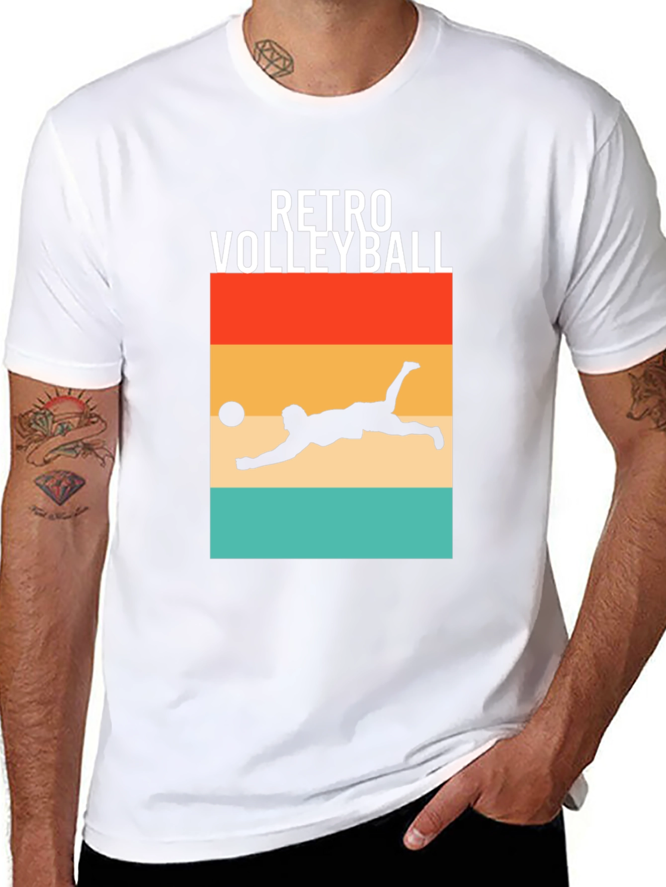 Retro Volleyball Graphic Tee - Black Cotton Shirt