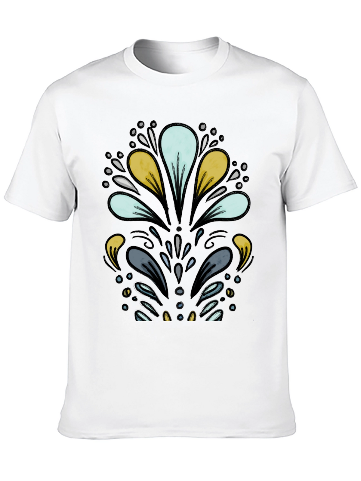 Abstract Floral Black T-Shirt